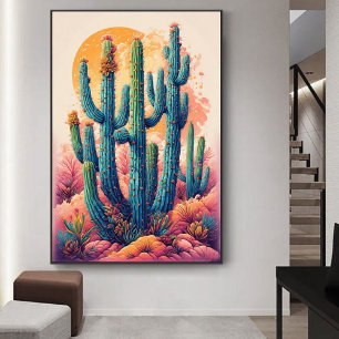 Affiche Boho Coloré Desert Cactus Art
