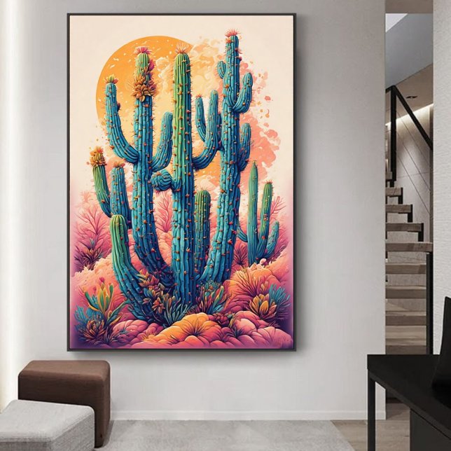 Affiche Boho Coloré Desert Cactus Art (Créateur téléchargé)