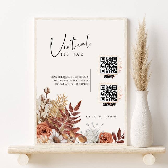 Affiche Boho Crème Moderne Astuce ton barman Mariage Conne (Créateur téléchargé)