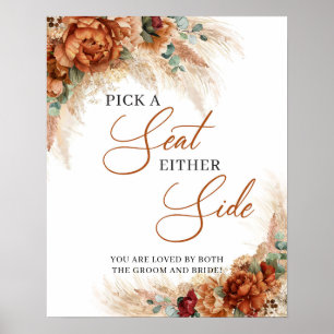 Affiche Boho cuivre floral pampas Choisissez un siège de c