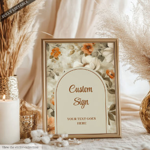 Affiche Boho Cuivre Ivoire Sage Floral Personnalisé Élégan