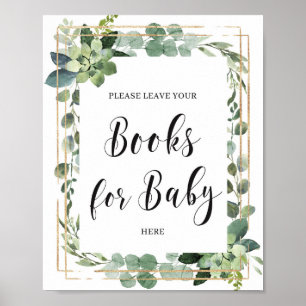 Affiche Boho de verdure succulent livres pour bébé signe