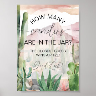 Affiche Boho Desert Cactus Baby shower Candy Guess Game