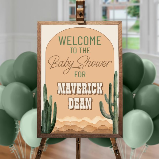 Affiche Boho Désert Cactus Sud-Ouest Baby Shower Bienvenue (Créateur téléchargé)
