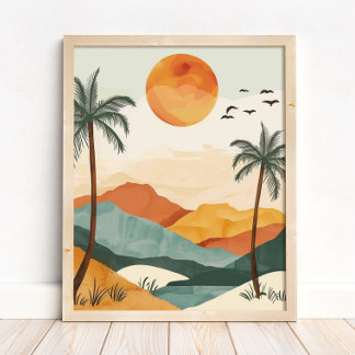 Affiche Boho Desert Sunset Landscape Wall Art Print
