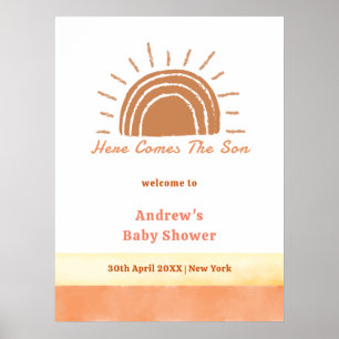 Affiche Boho Desert Voici Le Baby shower Son Bienvenue