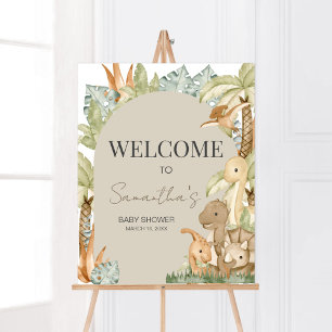 Affiche Boho Dinosaur Baby shower Bienvenue