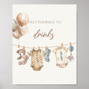 Affiche Boho doux Neutral Vêtements de bébé Baby shower Bo