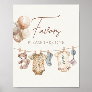 Affiche Boho doux Neutral Vêtements de bébé Baby shower Fa