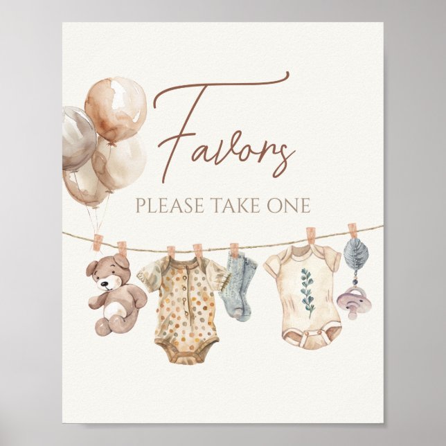 Affiche Boho doux Neutral Vêtements de bébé Baby shower Fa (Devant)