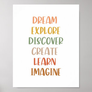 Affiche Boho Dream Explorer Découvrir Créer Apprendre Post