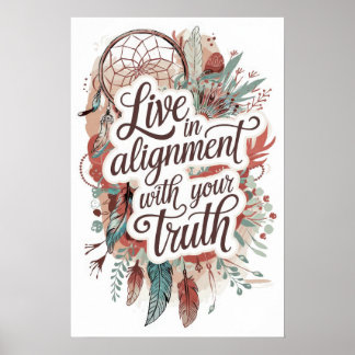 Affiche Boho Dreamscape Live in Alignement with Your Truth