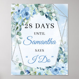 Affiche Boho Dusty bleu eucalyptus argent Compte à rebours
