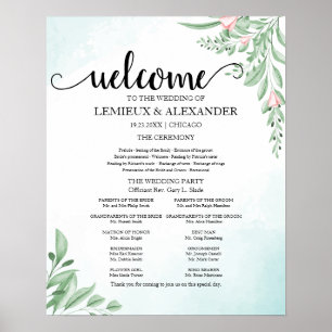 Affiche Boho Dusty Blue Eucalyptus Programme de mariage