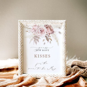 Affiche Boho Dusty Rose Combien De Baisers Fête des mariée