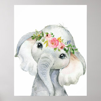 Affiche Boho Elephant Wall Art Imprimer Watercolor Nursery
