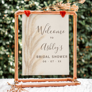 Affiche Boho été pampas herbe douche nuptiale bienvenue
