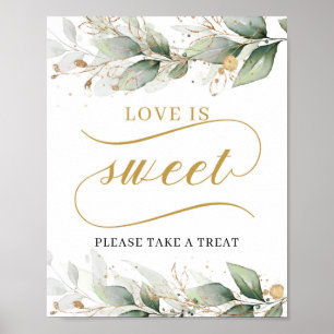 Affiche Boho eucalyptus or feuilles amour est signe doux