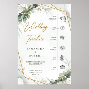 Affiche Boho Eucalyptus verdure or mariage Timeline
