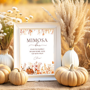 Affiche Boho Fall Citrouille Fête des mariées Mimosa Bar