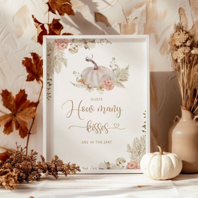Affiche Boho Fall devinez combien de baisers dans le bocal (Créateur téléchargé)