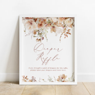 Affiche Boho Fall Floral Baby shower Déchets Raffle