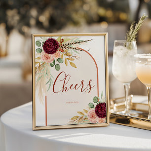 Affiche Boho Fall Floral Mariage Bar Chefs Table Signale