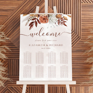 Affiche Boho Fall Terracotta Fleurs Mariage Seating Chart