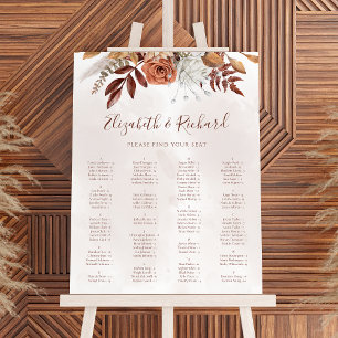 Affiche Boho Fall Terracotta Fleurs Mariage Seating Chart