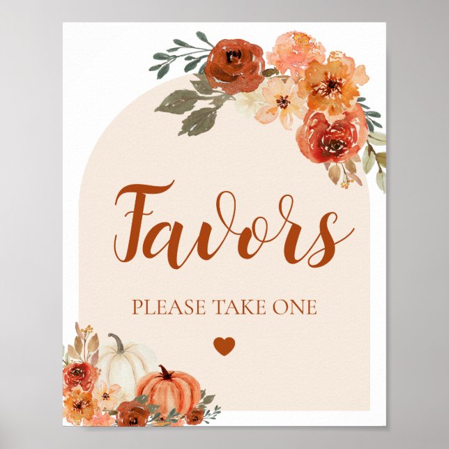 Affiche Boho Fall Un Petit Baby shower Citrouille Faveurs  (Devant)