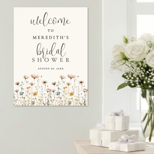 Affiche Boho Fête de Mariée aux Fleurs Sauvages (Boho Wildflower Bridal Shower Poster )