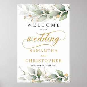 Affiche Boho feuille Eucalyptus signe de bienvenue mariage