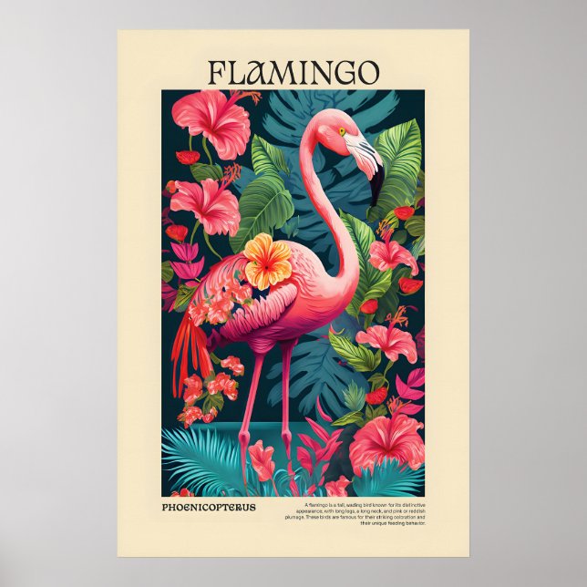 Affiche Boho Flamingo Print Tropical Bird Wall Art (Devant)