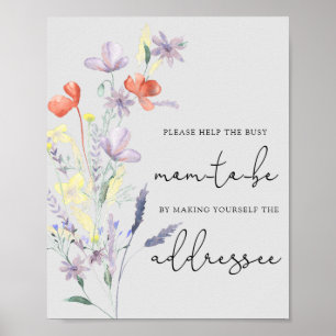 Affiche Boho fleur sauvage - Aidez l'adresse "Maman-to-Be"