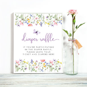 Affiche Boho Fleur sauvage Déchets Raffle Déposer Baby sho