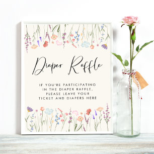 Affiche Boho Fleur sauvage Déchets Raffle Déposer Baby sho