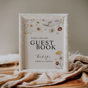 Affiche Boho Fleur sauvage Mariage du livre d'hôtes Connex