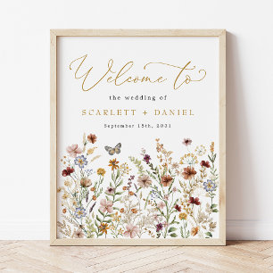 Affiche Boho Fleur sauvage Mariage Jardin Fleurs Bienvenue