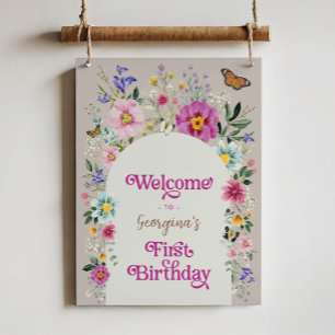 Affiche Boho Fleur sauvage Meadow 1er anniversaire Bienven