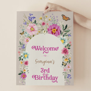 Affiche Boho Fleur sauvage Meadow 3e anniversaire Bienvenu