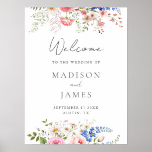 Affiche Boho Fleur sauvage minimaliste Floral Welcome Mari