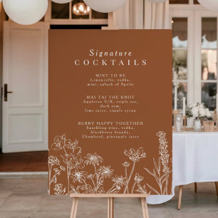 Affiche Boho Fleur sauvage Signature Cocktail Menu Signe