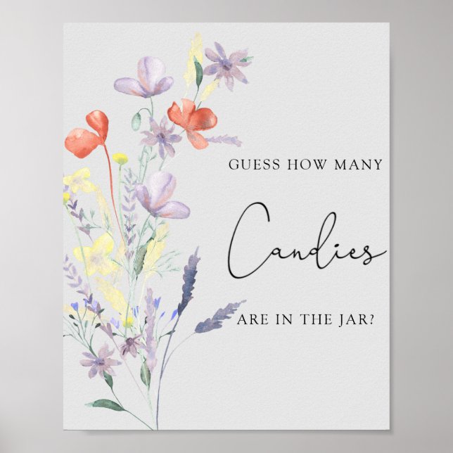 Affiche Boho Fleurs sauvages - Jeu de devinette du nombre  (Devant)