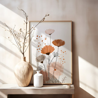 Affiche Boho Floral Abstrait | Botanica Terracotta Neutre