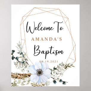 Affiche Boho Floral Baptism Bienvenue