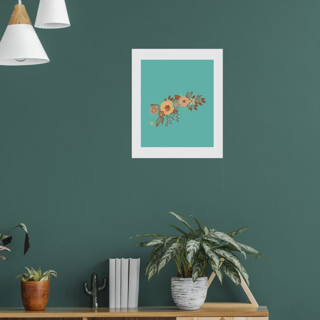 Affiche Boho Floral bleu moderne (Salon 1)