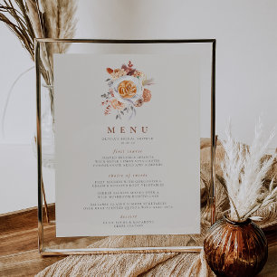 Affiche Boho Floral Café Thème Fête des mariées Menu Panne