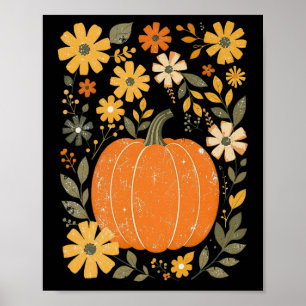 Affiche Boho Floral Citrouille Thanksgiving Automne Automn