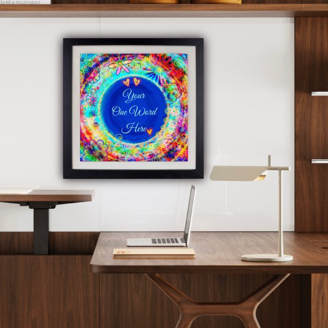 Affiche Boho Floral Customisé Nom du devis Un mot (Personalized One Work Art Poster Inspirivity)