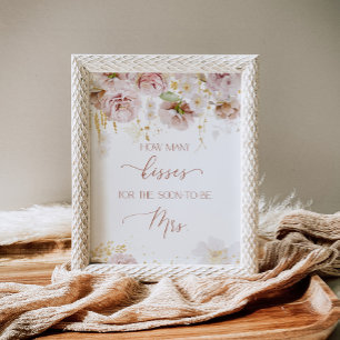 Affiche Boho floral devine combien de baisers enterrement 